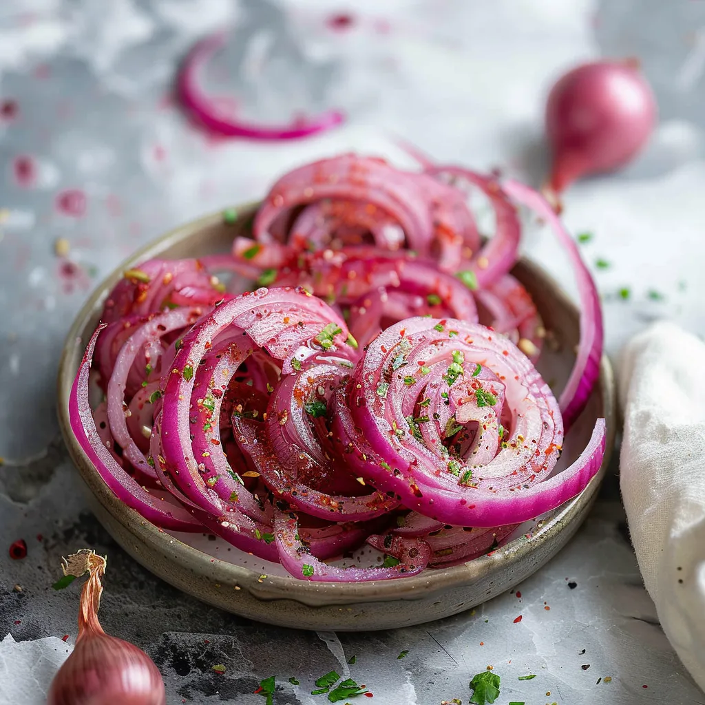 Tangy sumac onions, a quick and delicious topping for Middle Eastern-inspired meals.