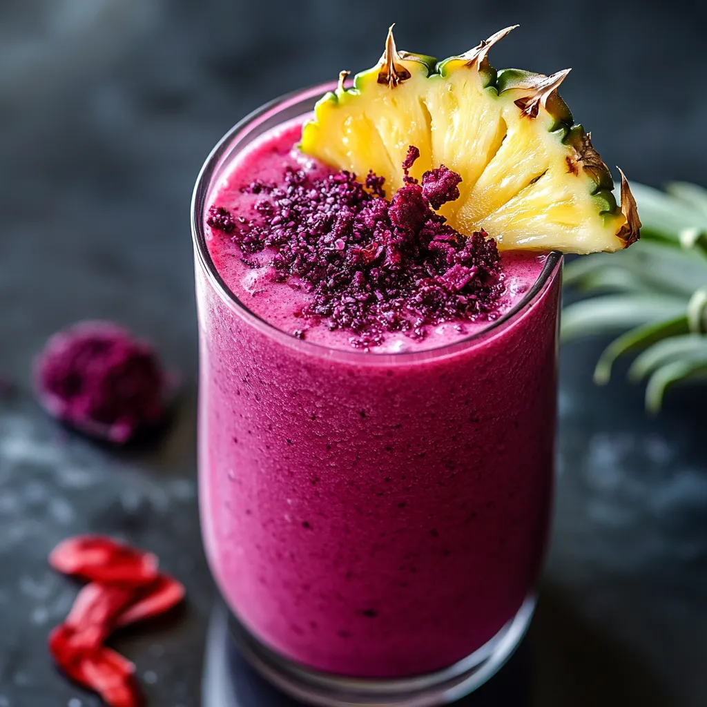 Fruity hibiscus tea and pineapple smoothie, perfectly balancing tangy and sweet flavors.