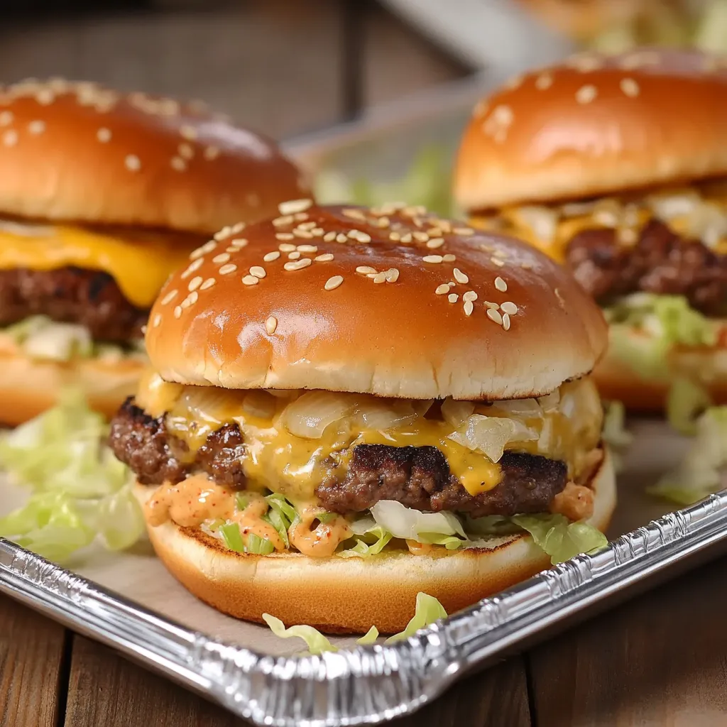 Close-up Ultimate Homemade Big Mac Sliders