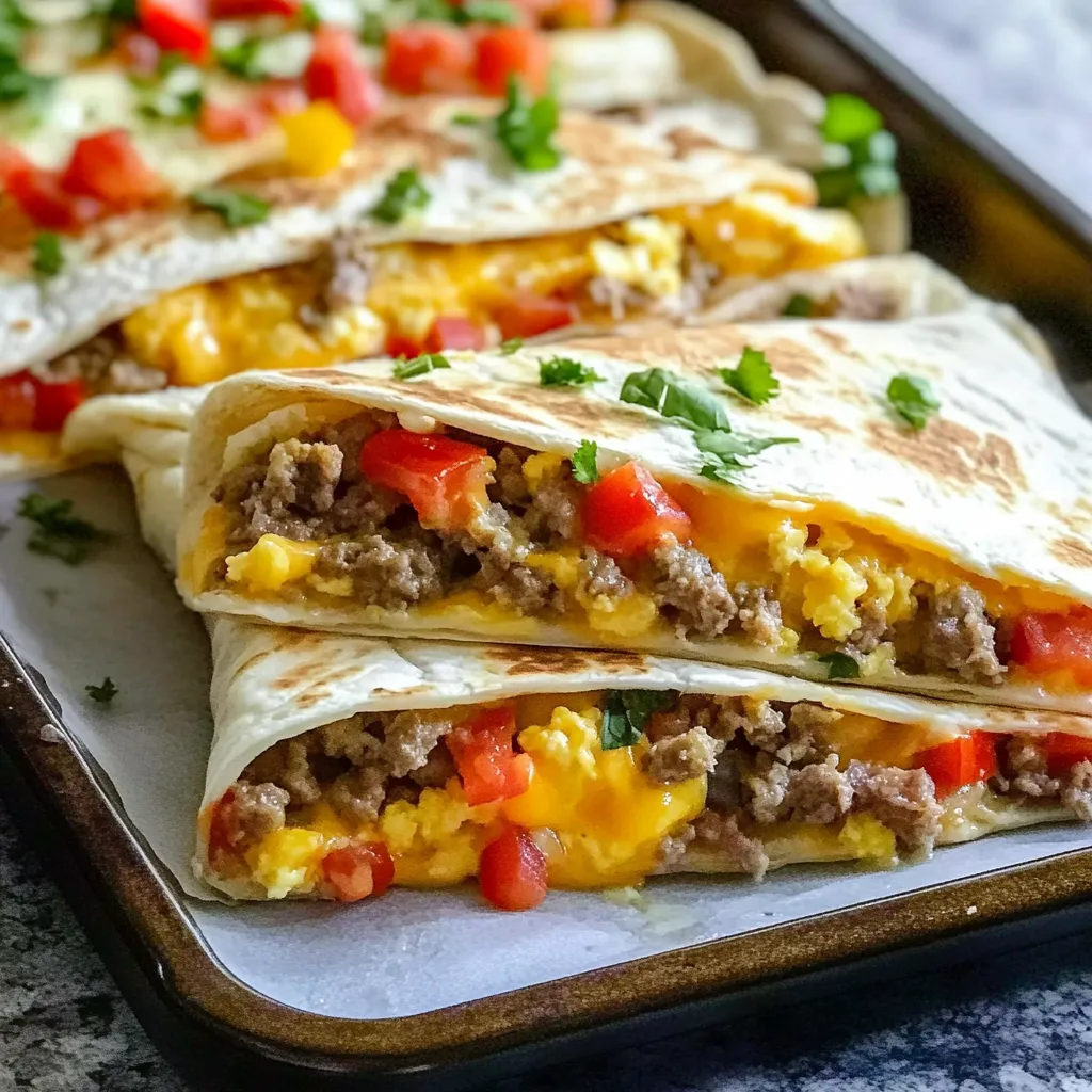 Cheesy Sheet Pan Breakfast Burritos Recipe