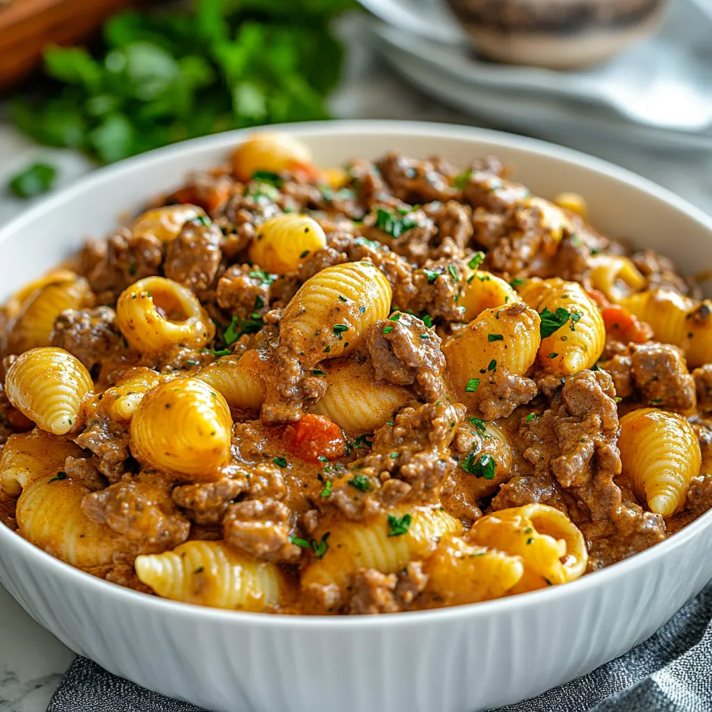 Beef Shells with Creamy Sauce