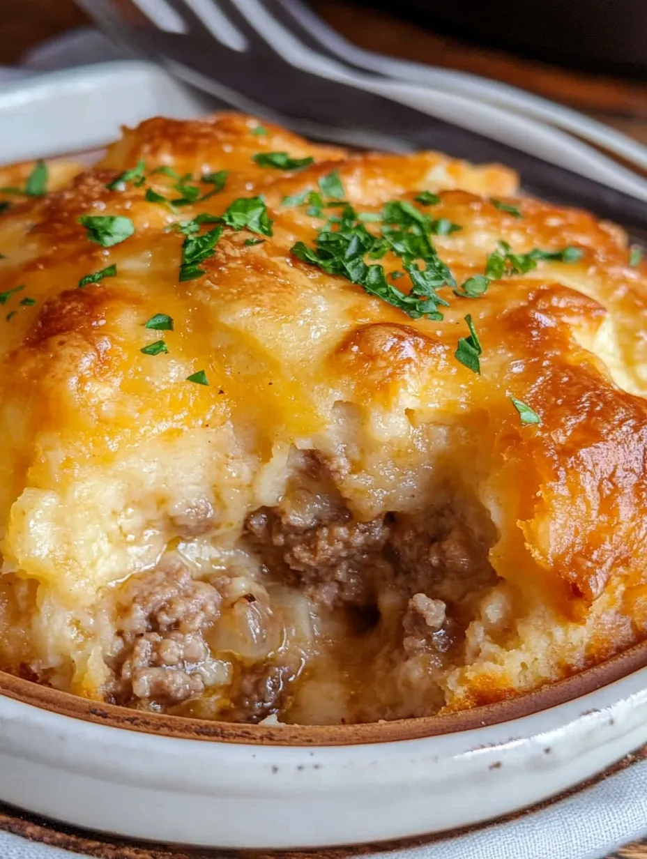 Easy Cheddar Bay Ground Beef Cobbler