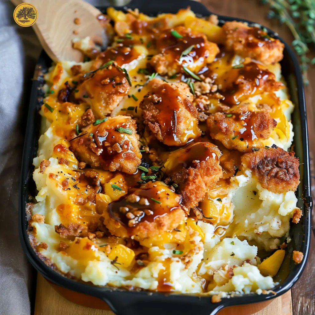 Easy Mashed Potato Casserole with Crispy Chicken Recipe