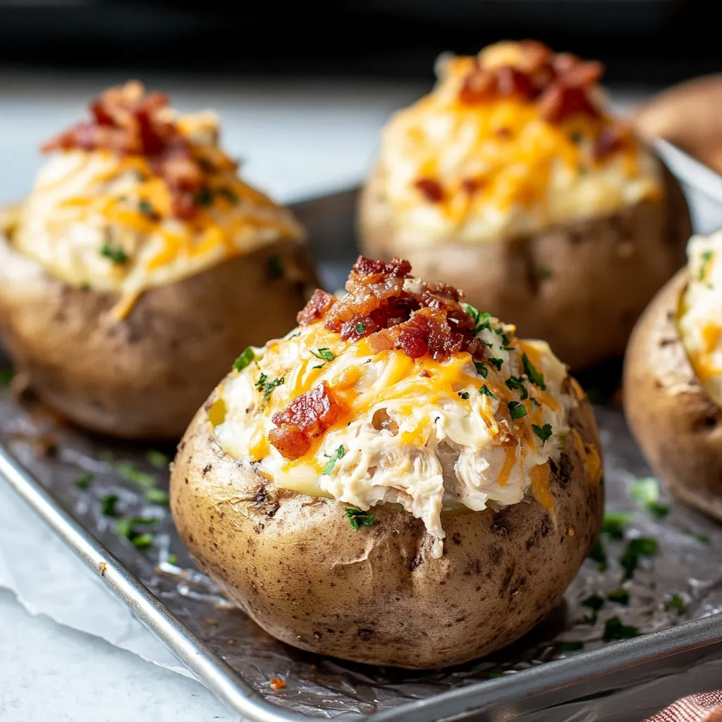 Cheesy Crack Chicken Stuffed Baked Potatoes