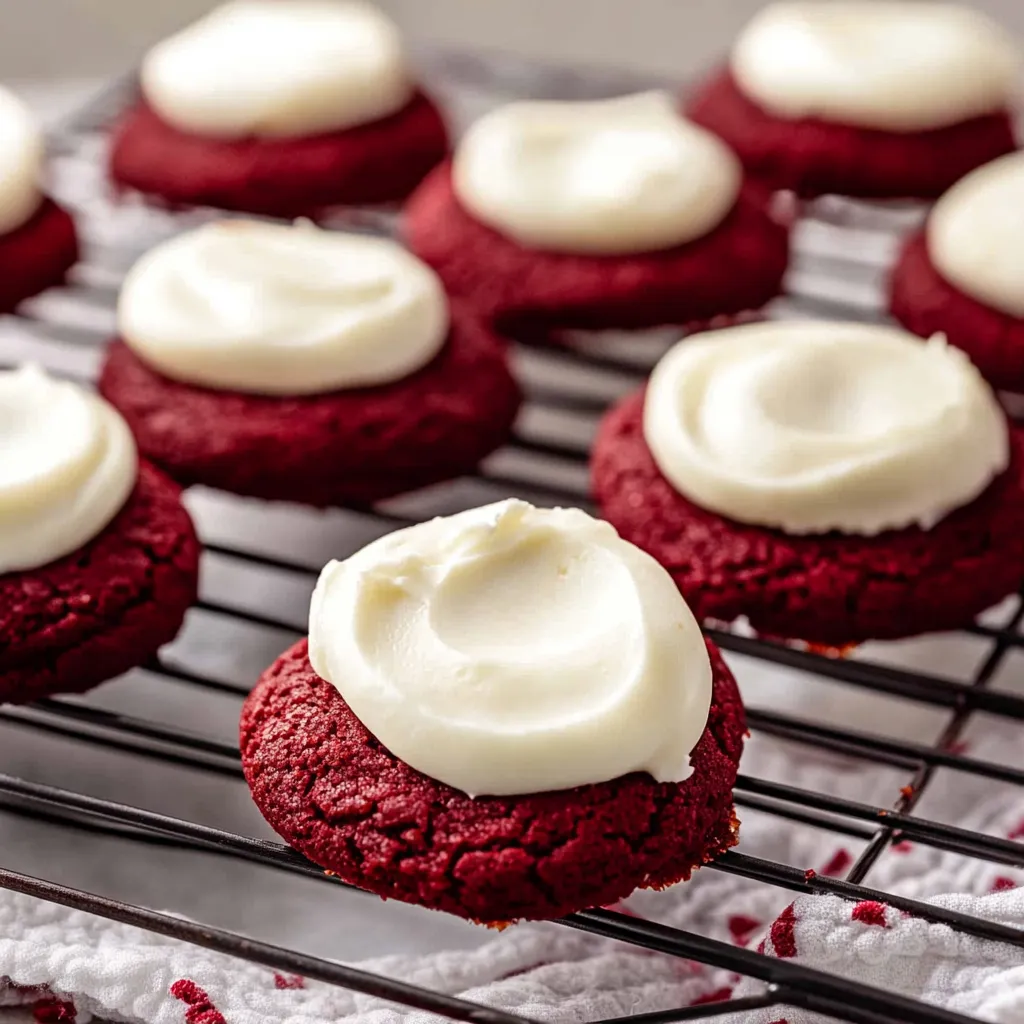 Chewy Red Velvet Cookies with Cream Cheese Frosting