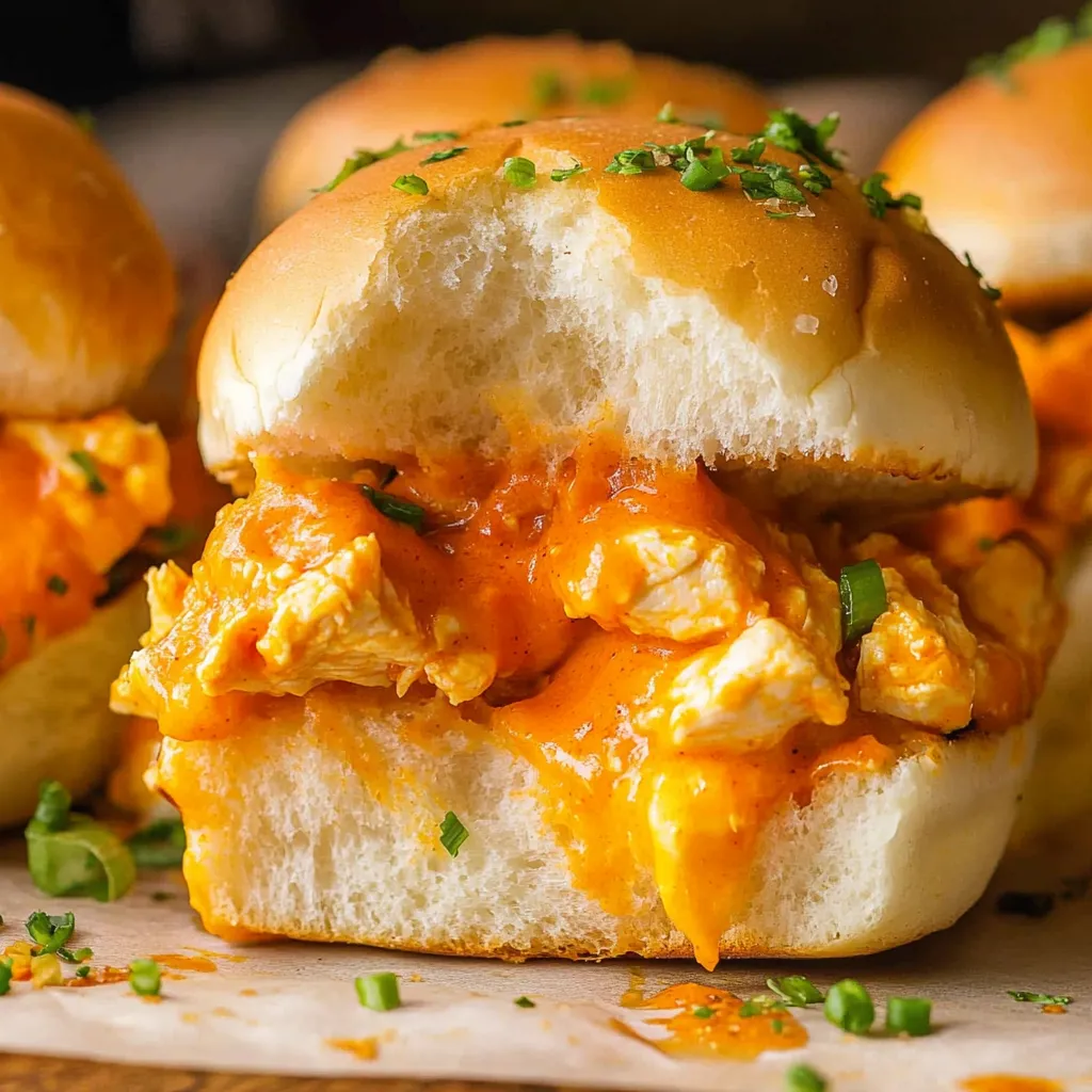 Cheesy Sheet Pan Buffalo Chicken Sliders Recipe