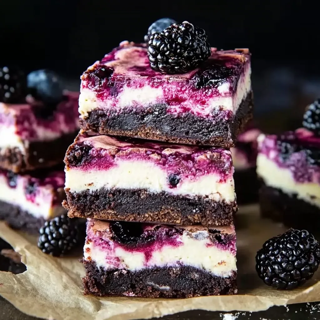 Layered Blackberry Cheesecake Brownies