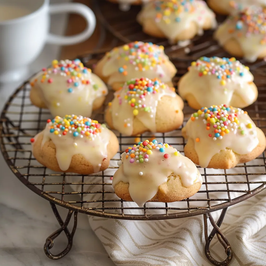 A platter of festive cookies with colorful sprinkles.