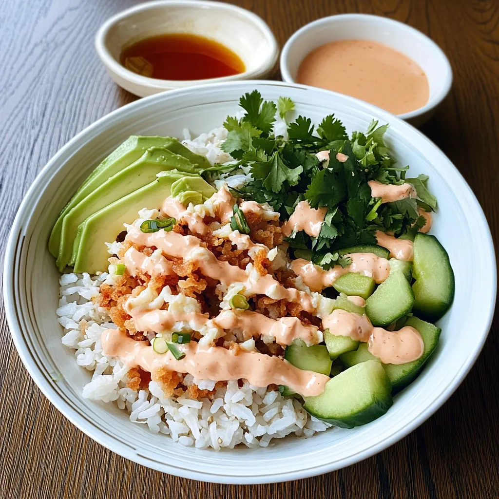 A bowl of rice with vegetables and sauce.