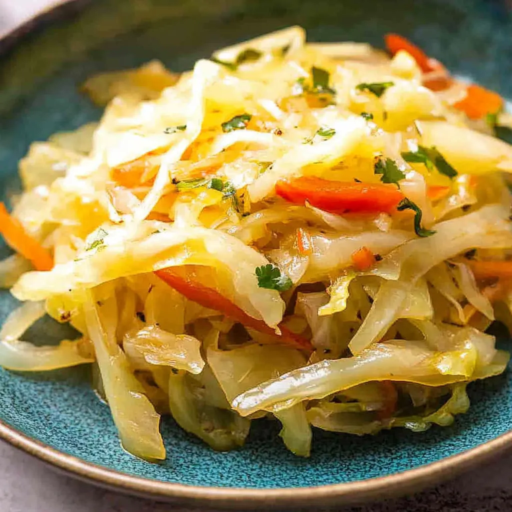 A vibrant plate of cabbage, carrots, and peppers served fresh and colorful.