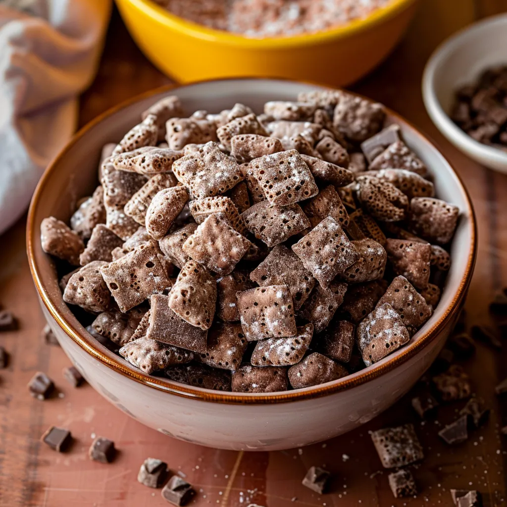 A bowl of cereal with chocolate chips.