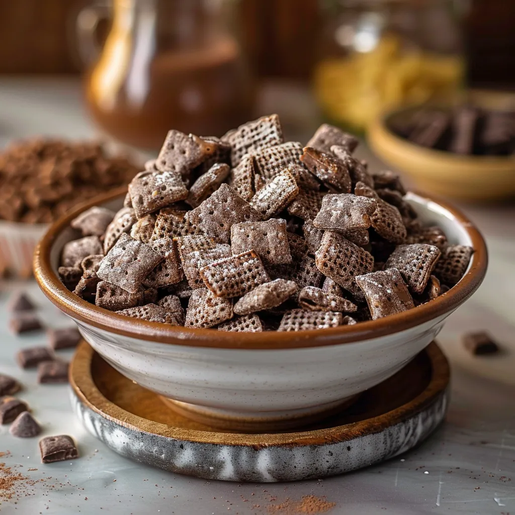 A bowl of cereal with chocolate chips.