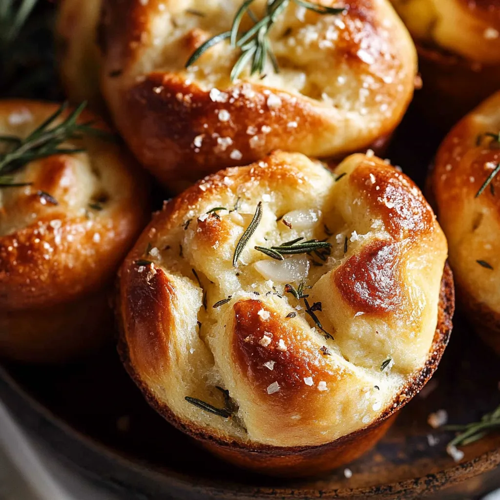 A bowl of bread with herbs on top.