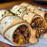 Mouthwatering Cheesy Beef Wraps with Cream Sauce