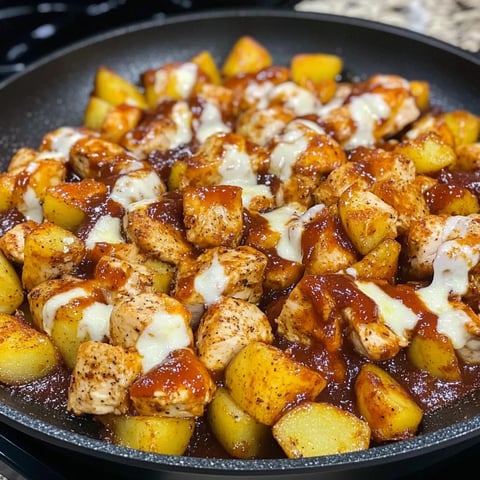 BBQ Chicken in a Skillet with Potatoes