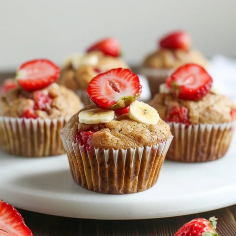 Fluffy Strawberry Banana Yogurt Muffins