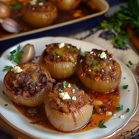 Homestyle Stuffed Onions Greek Style