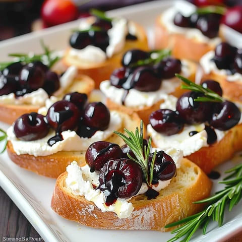 Cherry Goat Cheese Appetizer on Crostini