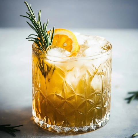 A chilled glass of tea garnished with a fresh orange slice.